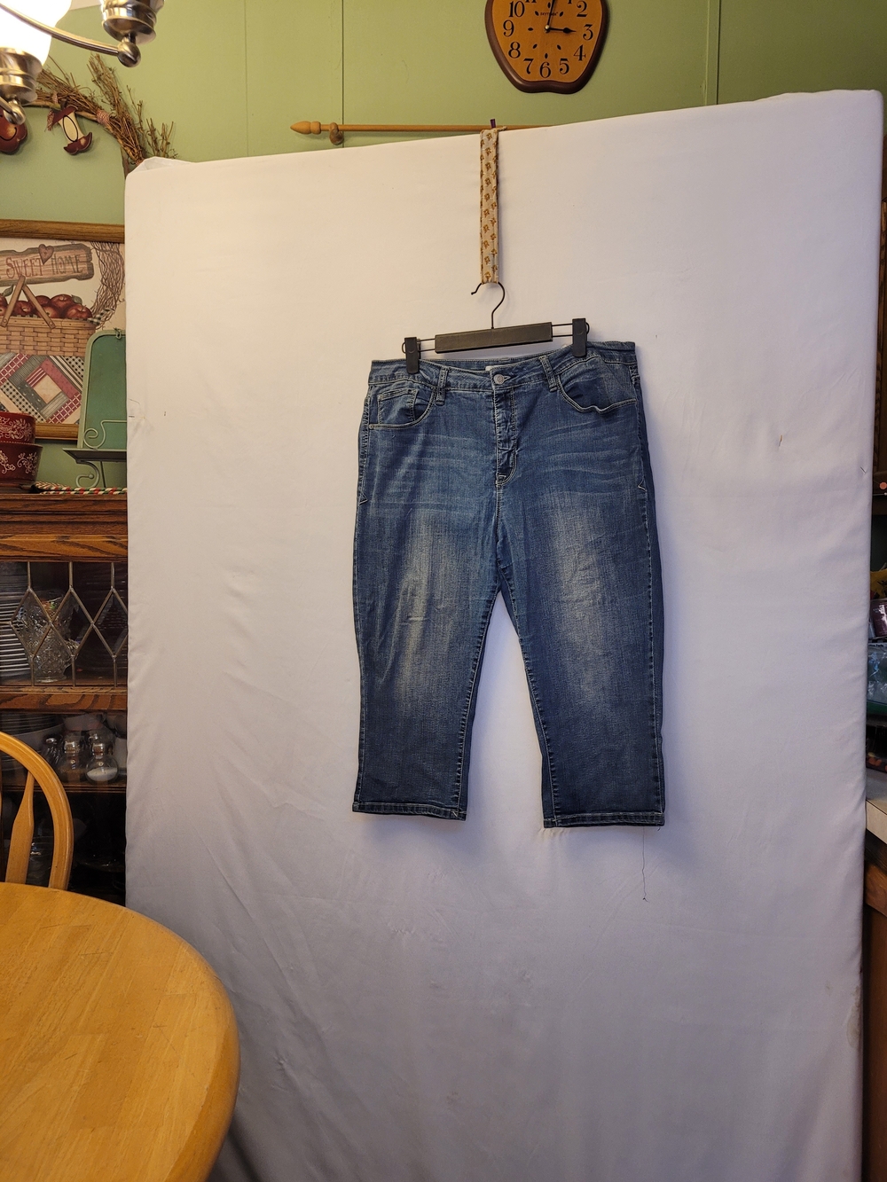 Angels Light Blue Distressed Denim Capris